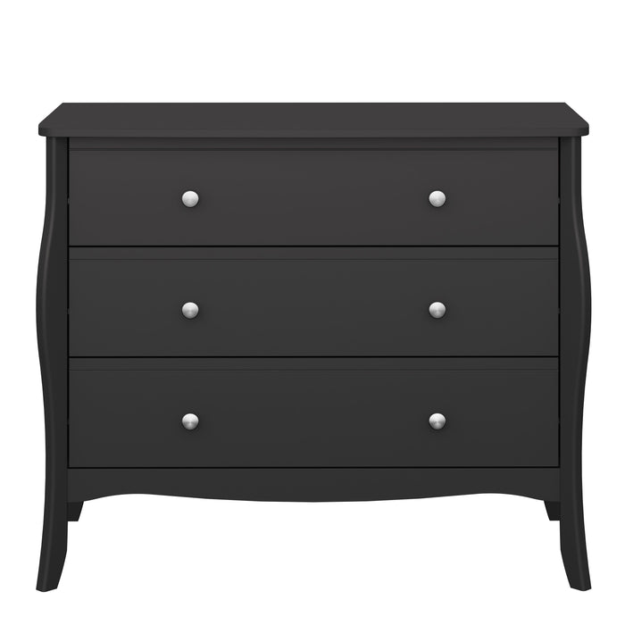 Baroque 3 Drawer Wide Chest in Black