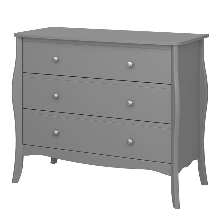 Baroque 3 Drawer Wide Chest in Grey