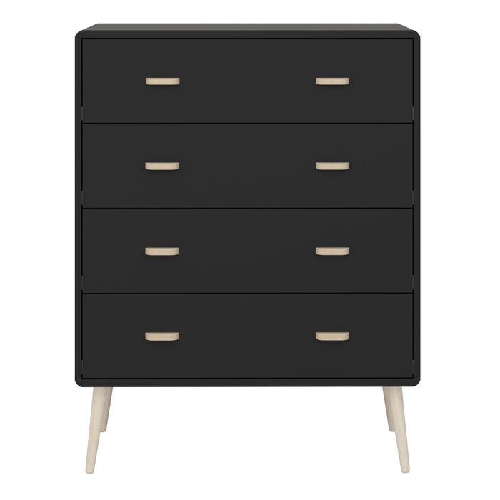 Mino Chest of 4 Drawers Black Painted