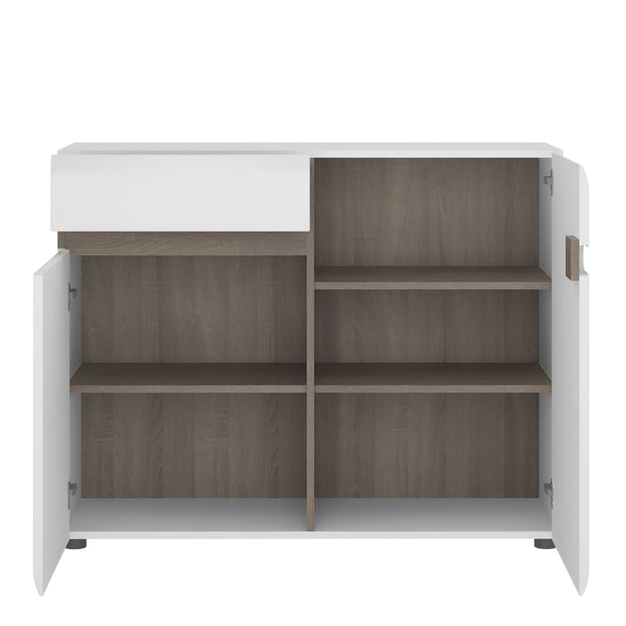 Chelsea Living 1 Drawer 2 Door Sideboard in White with a Truffle Oak Trim