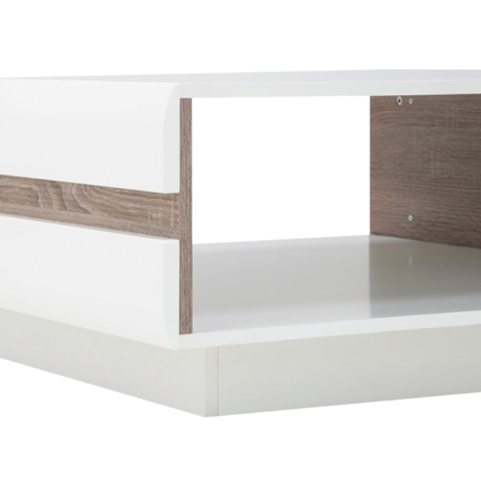 Chelsea Living Small Designer Coffee Table in White with a Truffle Oak Trim