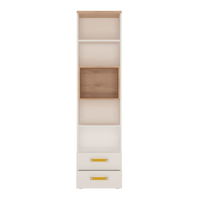 4KIDS Tall 2 Drawer Bookcase with Orange Handles