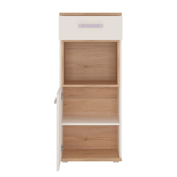 4KIDS 1 Door 1 Drawer Narrow Cabinet with Lilac Handles