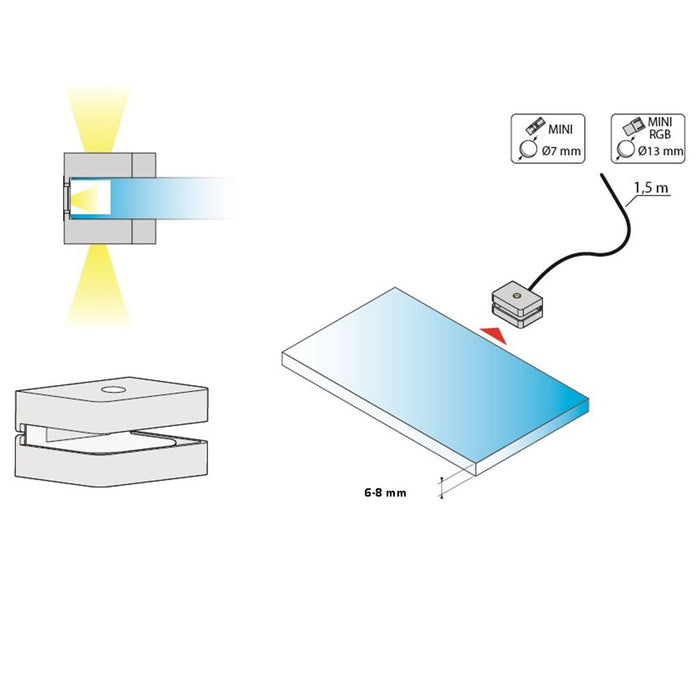Cabinet Light Clips Dojo 3D 2 P with foot switch