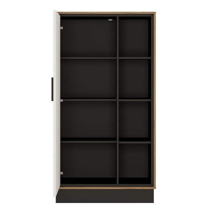Brolo Wide 1 Door Bookcase With the Walnut and Dark Panel Finish
