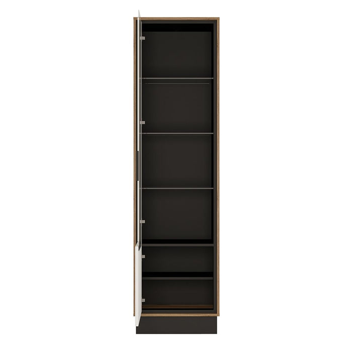 Brolo Tall Glazed Display Cabinet (LH) With the Walnut and Dark Panel Finish