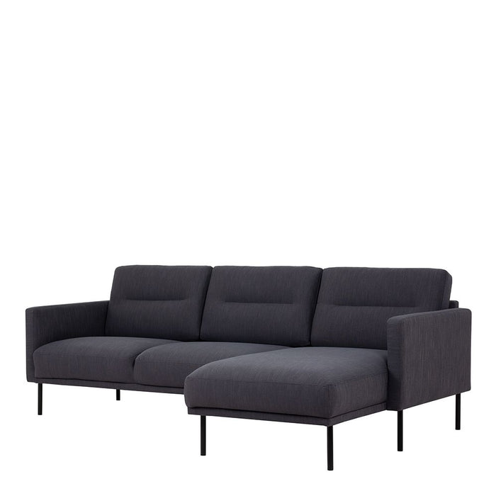 Larvik Chaiselongue Sofa (RH) - Anthracite, Black Legs
