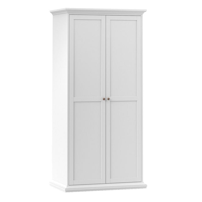 Paris Package - Bedside 2 Drawers in + Chest of 4 Drawers + Wardrobe with 2 Doors White