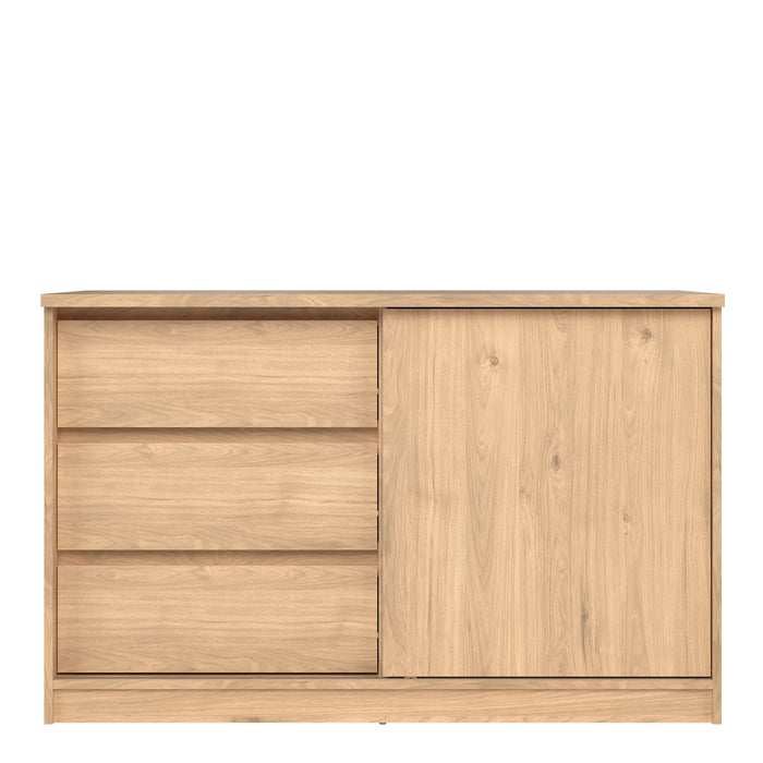 Naia Storage Unit with 1 Sliding Door and 3 Drawers in Jackson Hickory Oak