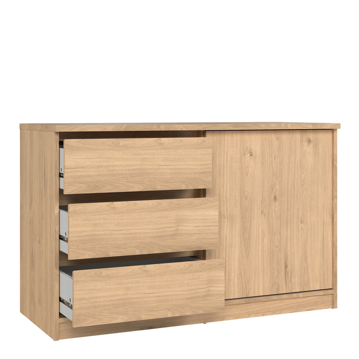 Naia Storage Unit with 1 Sliding Door and 3 Drawers in Jackson Hickory Oak