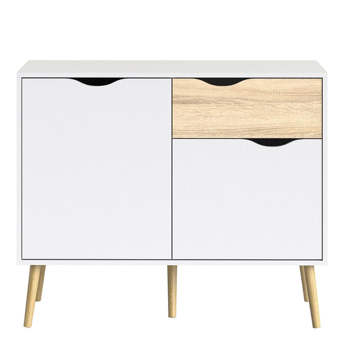 Oslo Sideboard Small 1 Drawer 2 Doors in White and Oak