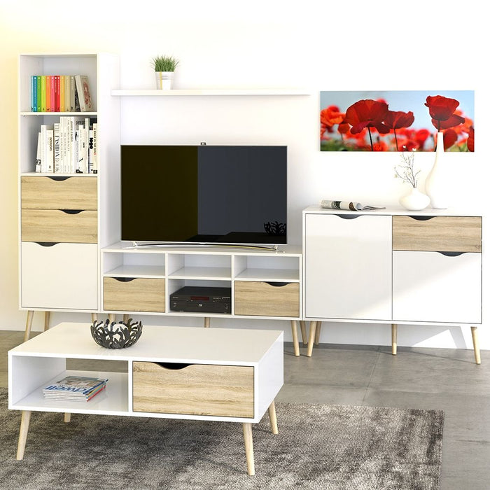 Oslo Sideboard Small 1 Drawer 2 Doors in White and Oak