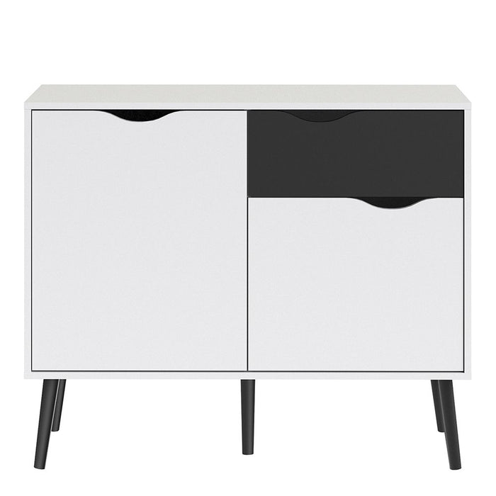Oslo Sideboard Small 1 Drawer 2 Doors in White and Black Matt