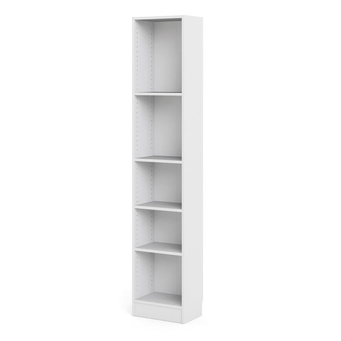 Basic Tall Narrow Bookcase (4 Shelves) in White