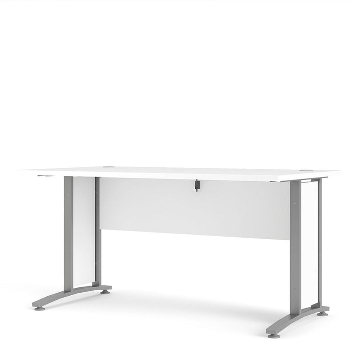 Prima Desk 150cm in White with Silver Grey Steel Legs
