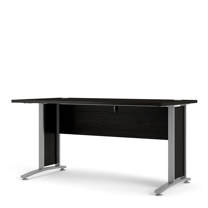 Prima Desk 150cm in Black Woodgrain with Silver Grey Steel Legs