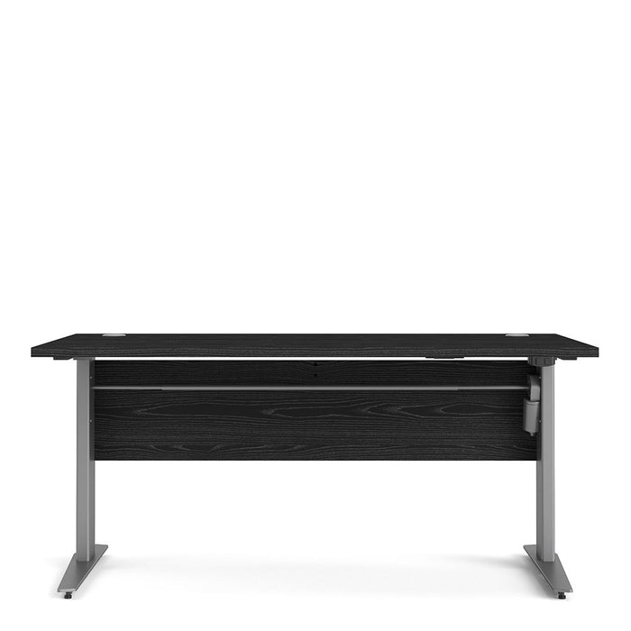 Prima Desk 150cm in Black Woodgrain with Height Adjustable Legs with Electric control in Silver Grey Steel