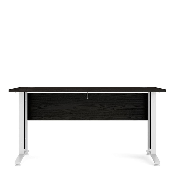 Prima Desk 150cm in Black Woodgrain with White Legs