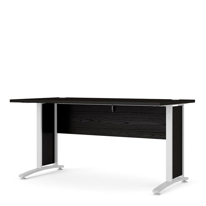 Prima Desk 150cm in Black Woodgrain with White Legs