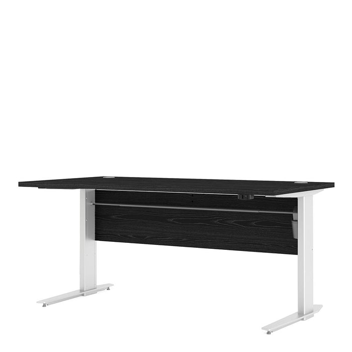 Prima Desk 150cm in Black Woodgrain with Height Adjustable Legs with Electric Control in White