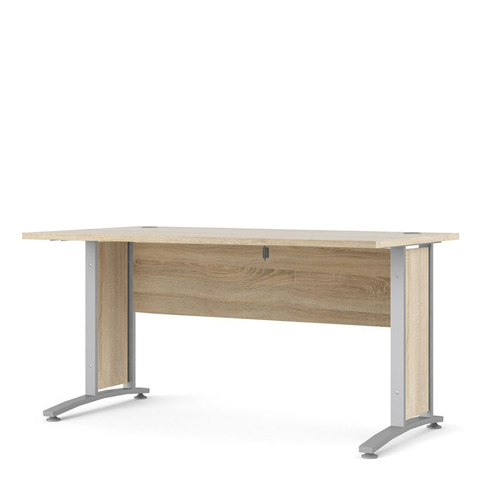 Prima Desk 150cm in Oak with Silver Grey Steel Legs