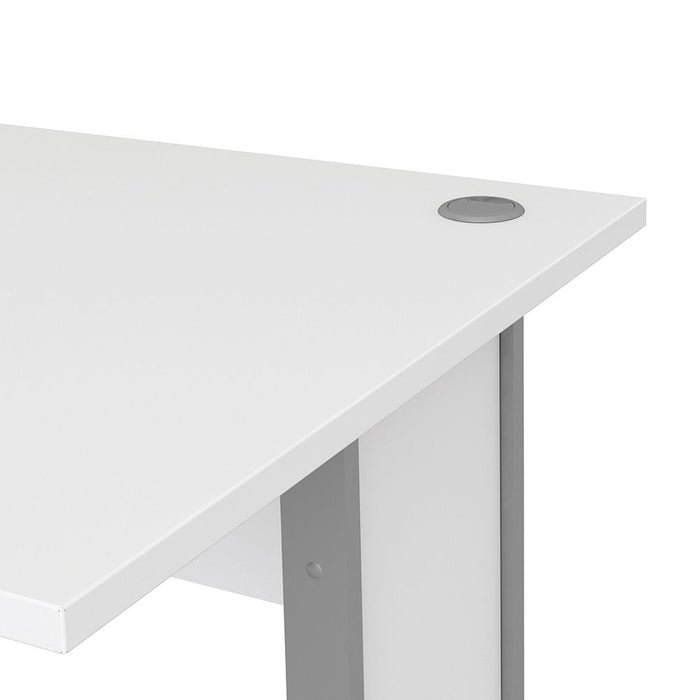 Prima Desk 120cm in White with Silver Grey Steel Legs