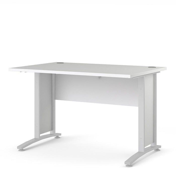 Prima Desk 120cm in White with White Legs