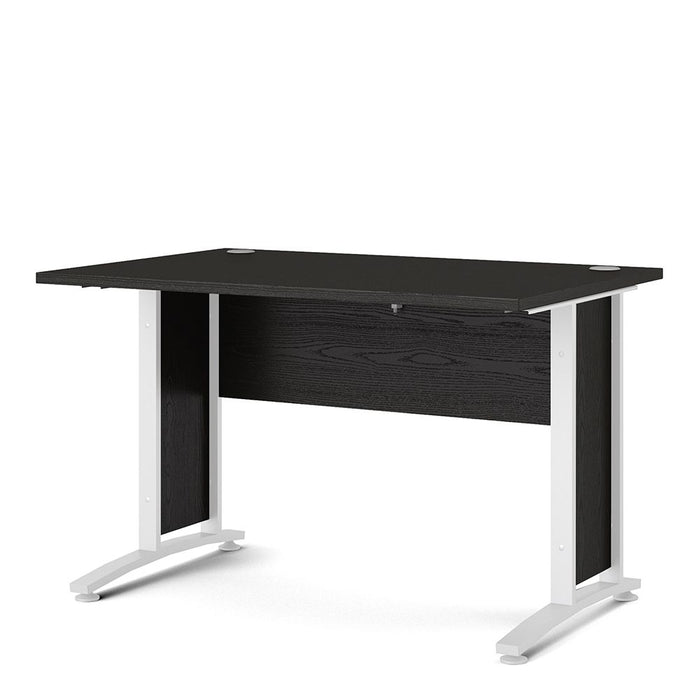 Prima Desk 120cm in Black Woodgrain with White Legs