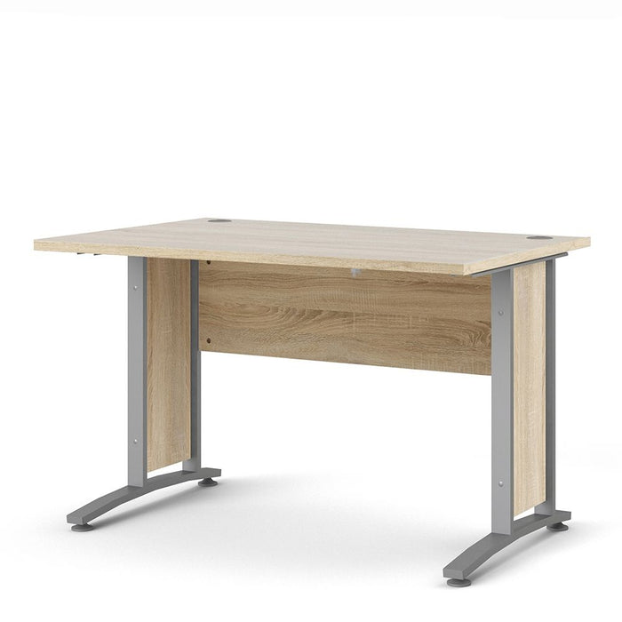 Prima Desk 120cm in Oak with Silver Grey Steel Legs