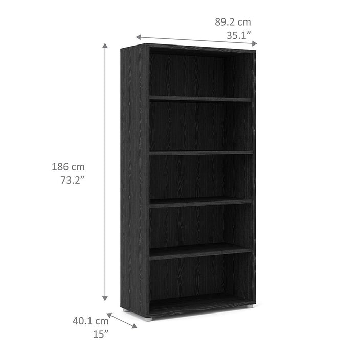 Prima Bookcase 4 Shelves in Black Woodgrain