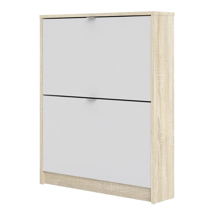 Shoes Shoe Cabinet 2 Flip Down Doors and 1 layer Oak structure White