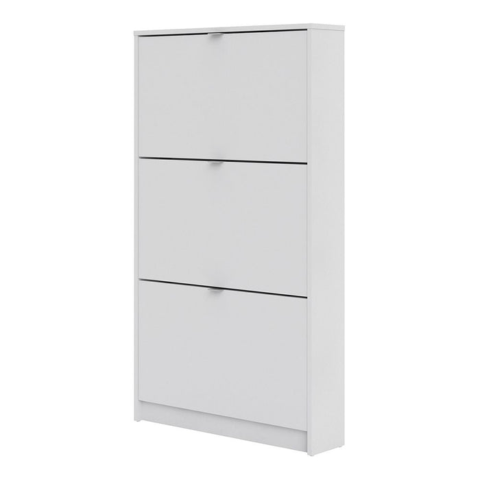 Shoes Shoe Cabinet 3 Flip Down Doors and 1 layer in White