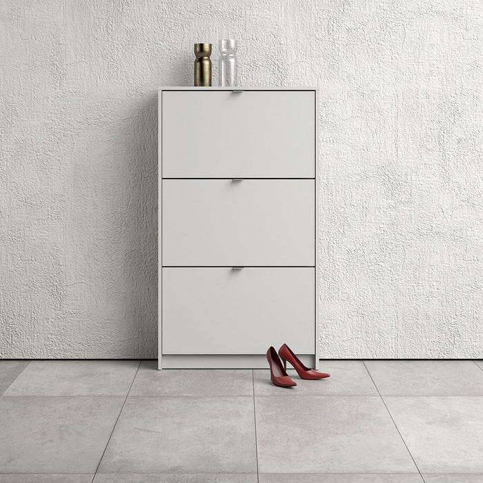 Shoes Shoe Cabinet 3 Flip Down Doors and 1 layer in White