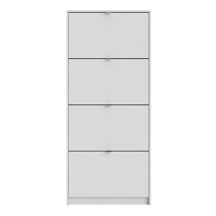 Shoes Shoe Cabinet 4 Flip Down Doors and 1 layer in White