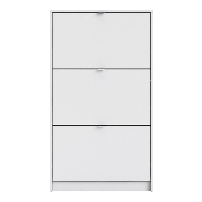 Shoes Shoe Cabinet 3 Flip Down Doors and 2 layers in White