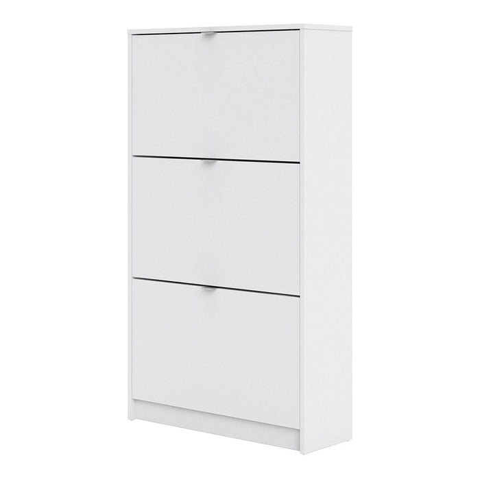 Shoes Shoe Cabinet 3 Flip Down Doors and 2 layers in White