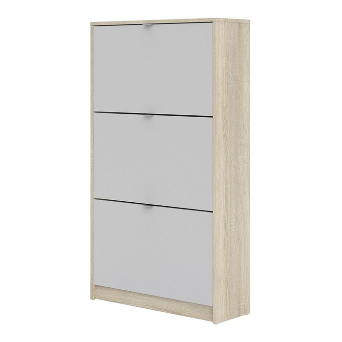 Shoes Shoe Cabinet 3 Flip Down Doors and 2 layers Oak structure White