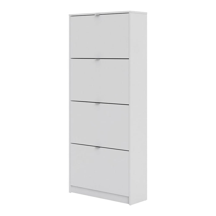 Shoes Shoe Cabinet 4 Flip Down Doors and 2 layers in White