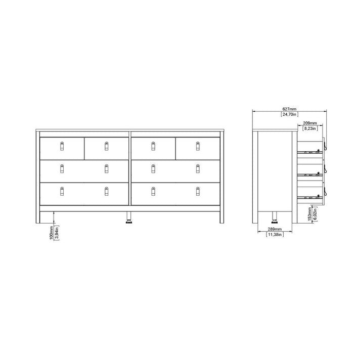 Barcelona Double Dresser 4+4 Drawers in White