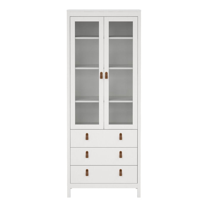 Barcelona China Cabinet 2 Glass Doors with 3 Drawers in White