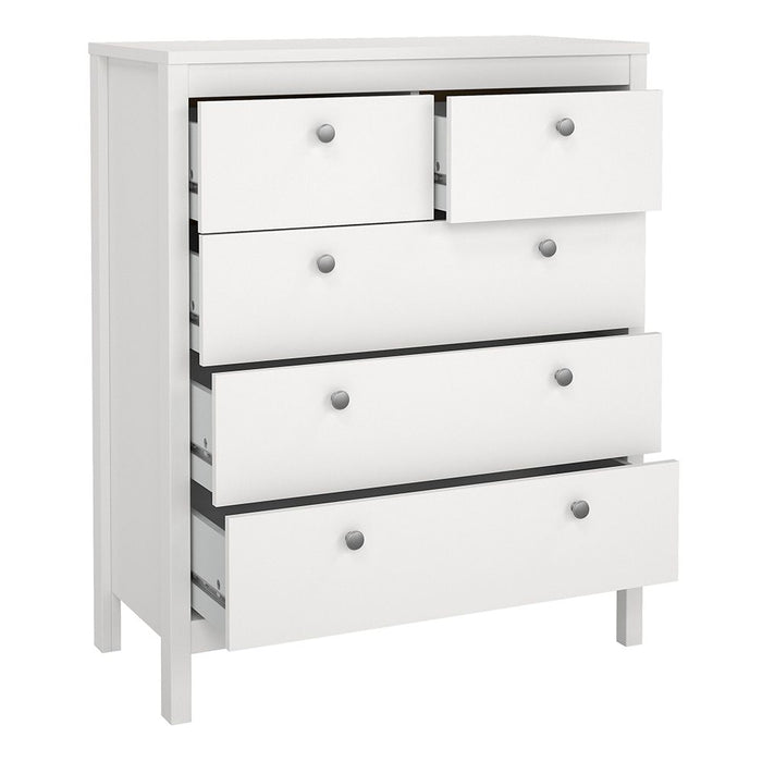 Madrid Package - Bedside Table 2 drawers + Chest 3+2 drawer + Wardrobe with 3 doors in White