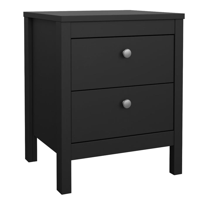 Madrid Package - Bedside Table 2 drawers + Chest 3+2 drawer + Wardrobe with 3 doors in Matt Black