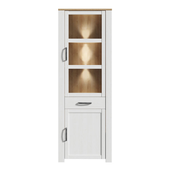 Bohol Narrow Display Cabinet in Riviera Oak/White