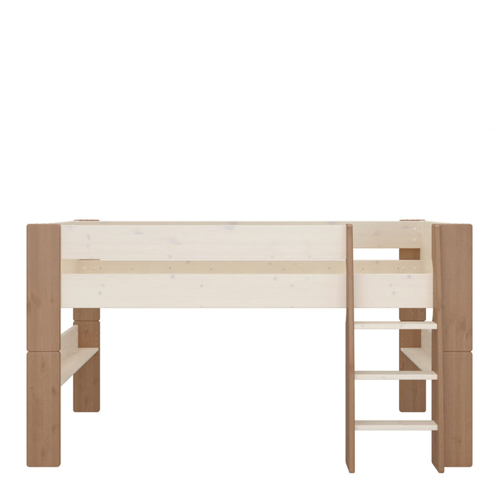 Steens For Kids Mid Sleeper in Whitewash Grey Brown Lacquered