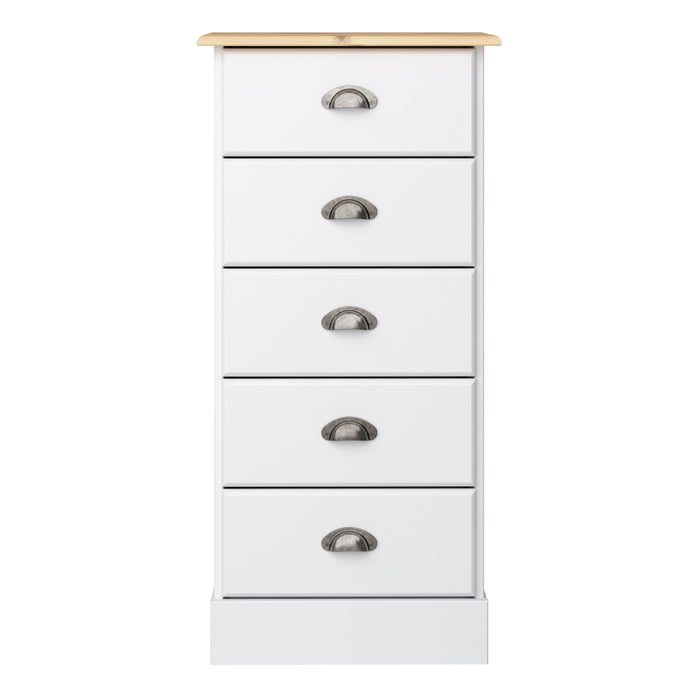 Nola 5 Drawer Chest White & Pine