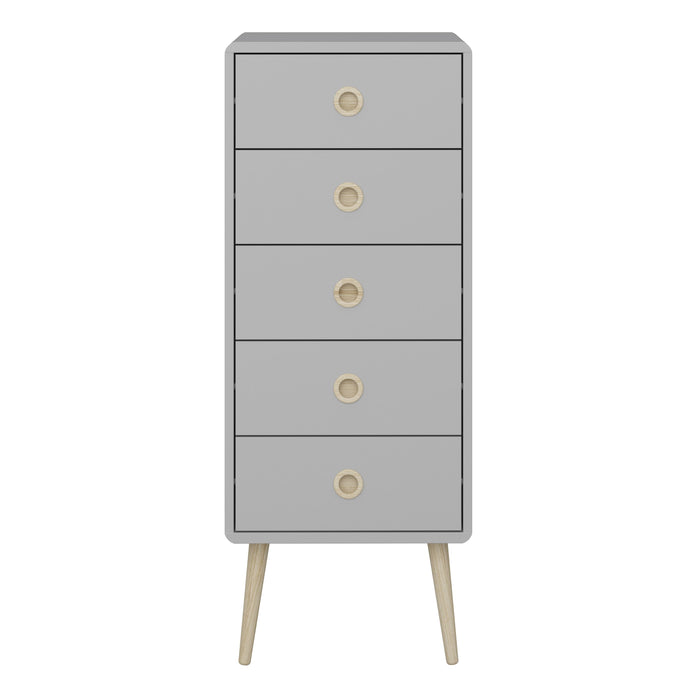 Softline 5 Drawer Narrow Chest in Grey