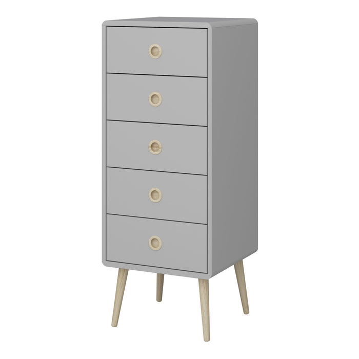 Softline 5 Drawer Narrow Chest in Grey