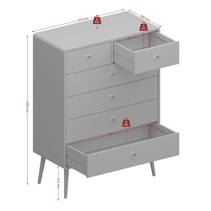 Softline 2+4 Chest of Drawers in Grey