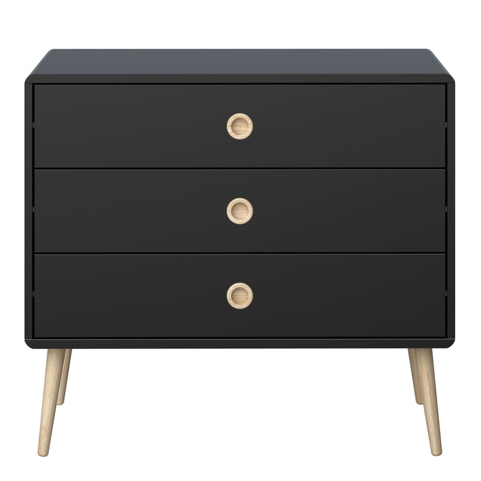 Softline 3 Drawer Wide Chest in Black