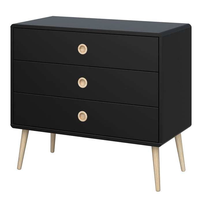 Softline 3 Drawer Wide Chest in Black